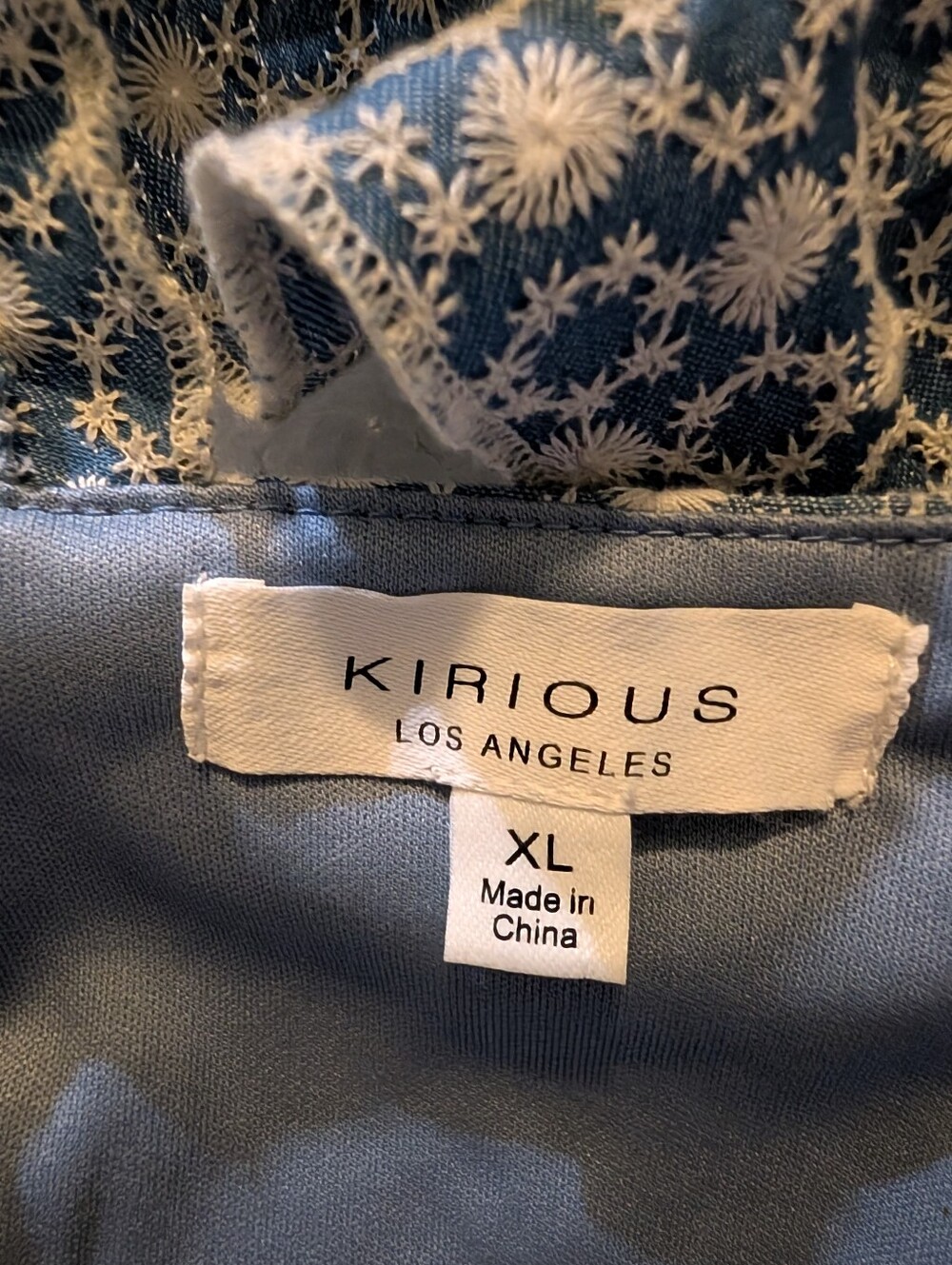 Kirious Blue White Floral Embroidered Tie Back Crop Top XL A-200 - Picture 11 of 11